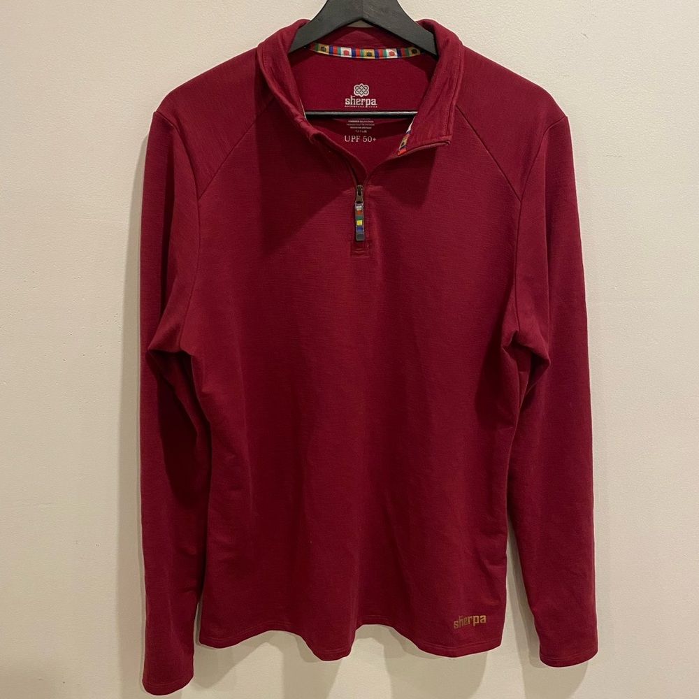 Sherpa Adventure Gear UPF 50 long sleeve quarter zip size XL burgundy sweater